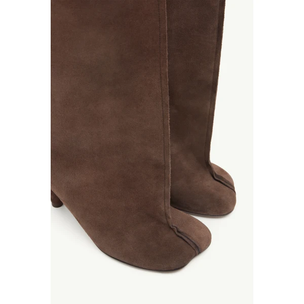 MM6 Maison Margiela Suede Anatomic Tube Boots in Tapenade, view 5 | Boots | Luxury Shoes 