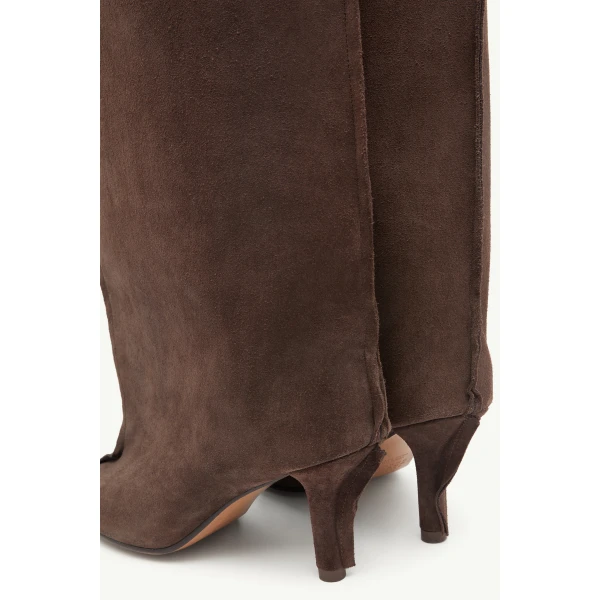 MM6 Maison Margiela Suede Anatomic Tube Boots in Tapenade, view 6 | Boots | Luxury Shoes 