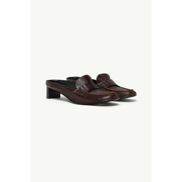 MM6 Maison Margiela Swing Toe Leather Loafer in Brown, view 3 | Loafers | Luxury Shoes 