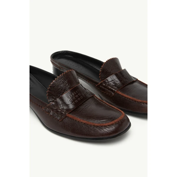MM6 Maison Margiela Swing Toe Leather Loafer in Brown, view 5 | Loafers | Luxury Shoes 
