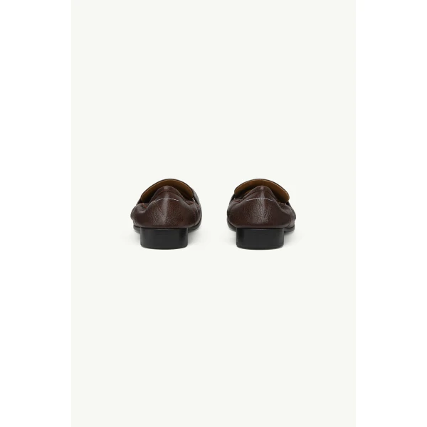 MM6 Maison Margiela Swing-Toe Leather Loafers in Brown, view 4 | Loafers | Luxury Shoes 