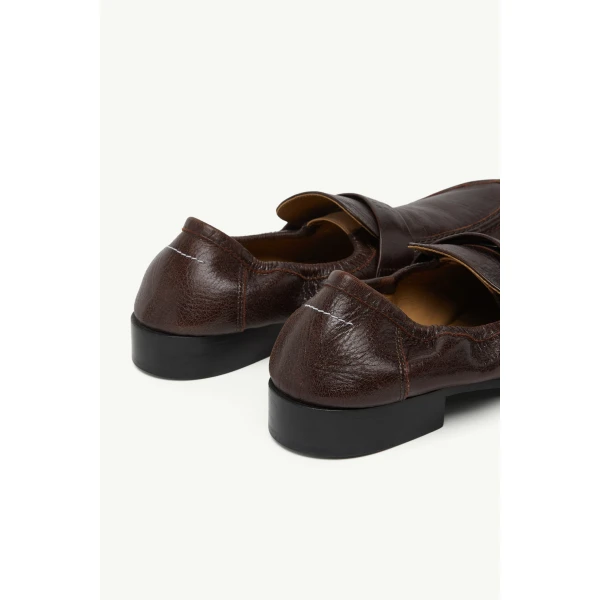 MM6 Maison Margiela Swing-Toe Leather Loafers in Brown, view 6 | Loafers | Luxury Shoes 