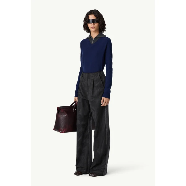 MM6 Maison Margiela Tailored Trousers in Black Pinstripe, view 3 | Tailored pants | Luxury Shoes 
