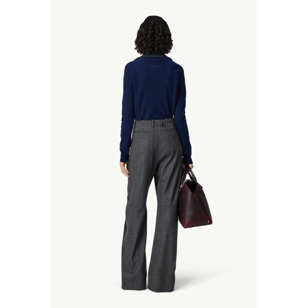 MM6 Maison Margiela Tailored Trousers in Black Pinstripe, view 4 | Tailored pants | Luxury Shoes 
