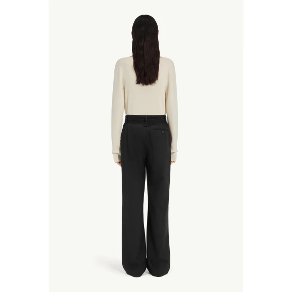 MM6 Maison Margiela Tailored Trousers with Denim Waistband in Black, view 4 | Tailored pants | Luxury Shoes 