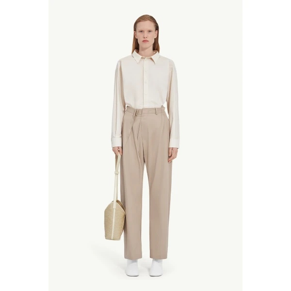 MM6 Maison Margiela Tapered Leg Trousers in Sand, view 2 | Tailored pants | Luxury Shoes 