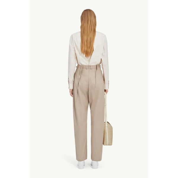 MM6 Maison Margiela Tapered Leg Trousers in Sand, view 4 | Tailored pants | Luxury Shoes 