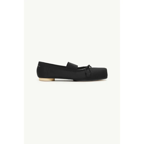 MM6 Maison Margiela Textile Ballet Flats in Black, view 2 | Flats | Luxury Shoes 