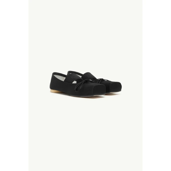 MM6 Maison Margiela Textile Ballet Flats in Black, view 3 | Flats | Luxury Shoes 