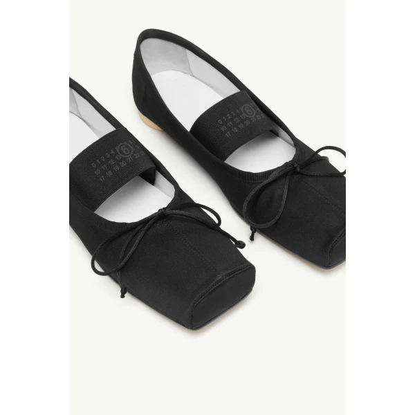 MM6 Maison Margiela Textile Ballet Flats in Black, view 5 | Flats | Luxury Shoes 