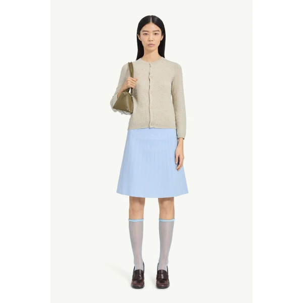 MM6 Maison Margiela Textured Knit Cardigan in Pink Beige, view 2 | Cardigan | Luxury Shoes 