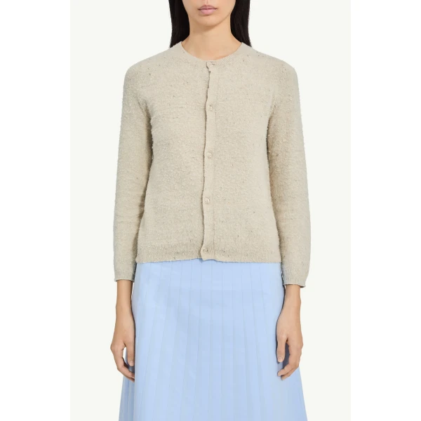 MM6 Maison Margiela Textured Knit Cardigan in Pink Beige, view 5 | Cardigan | Luxury Shoes 