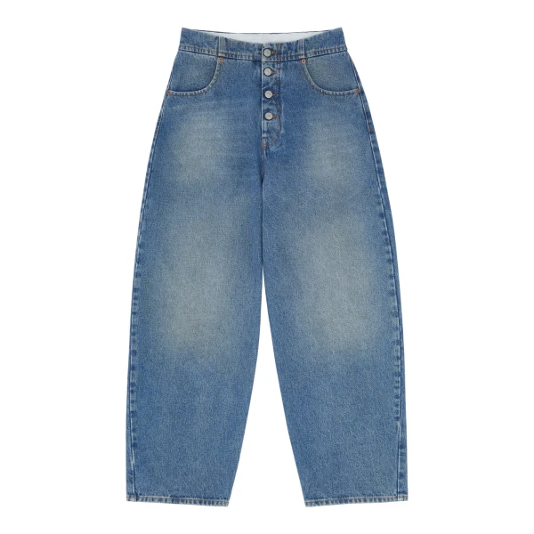 MM6 Maison Margiela Tobacco-Stitch Straight-Leg Jeans in Light Blue | Denim | Luxury Shoes 