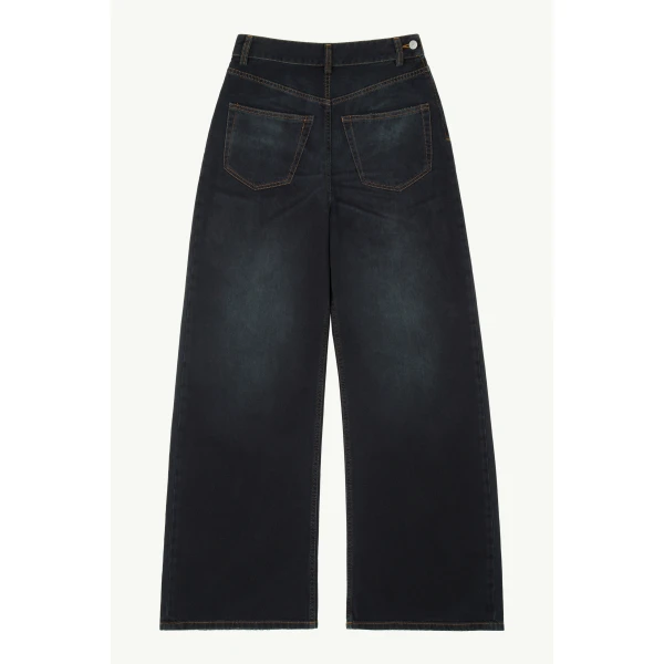 MM6 Maison Margiela Twisted-Seam Wide-Leg Jeans in Dark Blue, view 6 | Denim | Luxury Shoes 