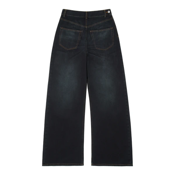 MM6 Maison Margiela Twisted-Seam Wide-Leg Jeans in Dark Blue | Denim | Luxury Shoes 