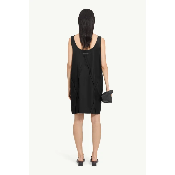 MM6 Maison Margiela V-Neck Midi Dress in Black, view 4 | Midi Dresses | Luxury Shoes 