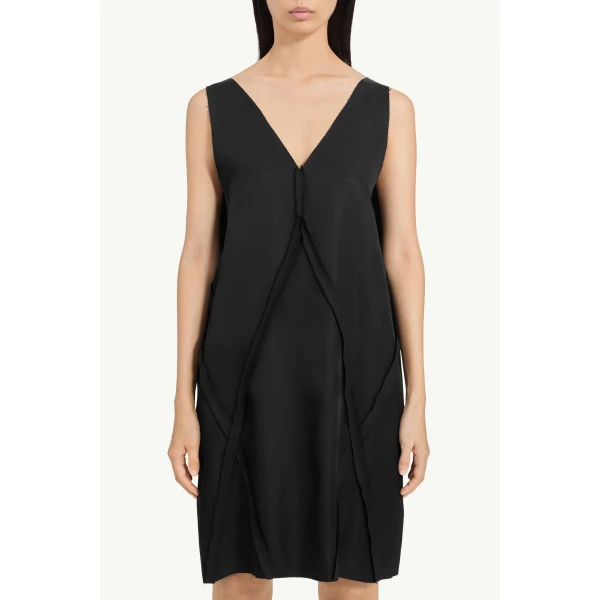 MM6 Maison Margiela V-Neck Midi Dress in Black, view 5 | Midi Dresses | Luxury Shoes 