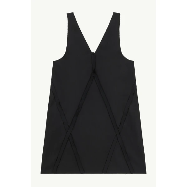 MM6 Maison Margiela V-Neck Midi Dress in Black, view 6 | Midi Dresses | Luxury Shoes 