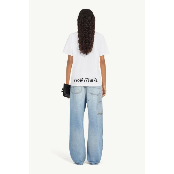 MM6 Maison Margiela V-Neck Sida T-Shirt in White, view 4 | T-shirts | Luxury Shoes 