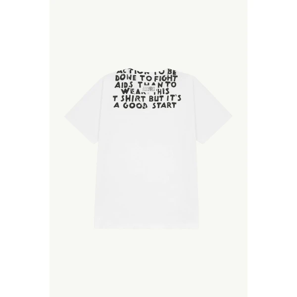 MM6 Maison Margiela V-Neck Sida T-Shirt in White, view 6 | T-shirts | Luxury Shoes 