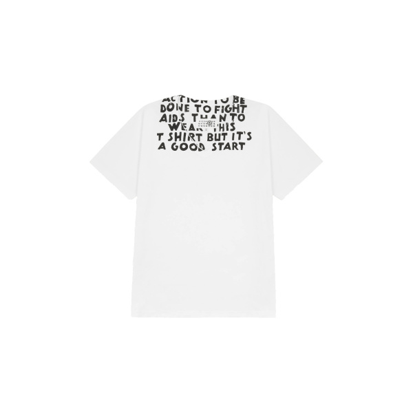 MM6 Maison Margiela V-Neck Sida T-Shirt in White | T-shirts | Luxury Shoes 