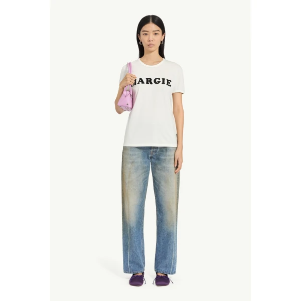 MM6 Maison Margiela Vintage Jersey T-Shirt in White, view 2 | T-shirts | Luxury Shoes 