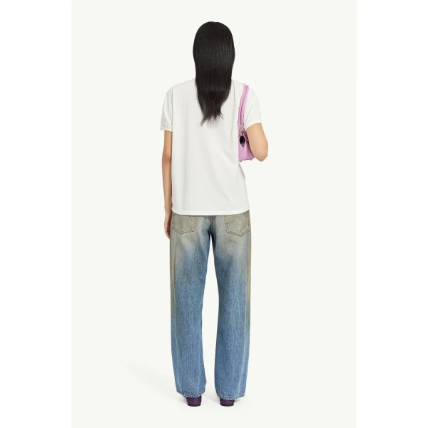 MM6 Maison Margiela Vintage Jersey T-Shirt in White, view 4 | T-shirts | Luxury Shoes 