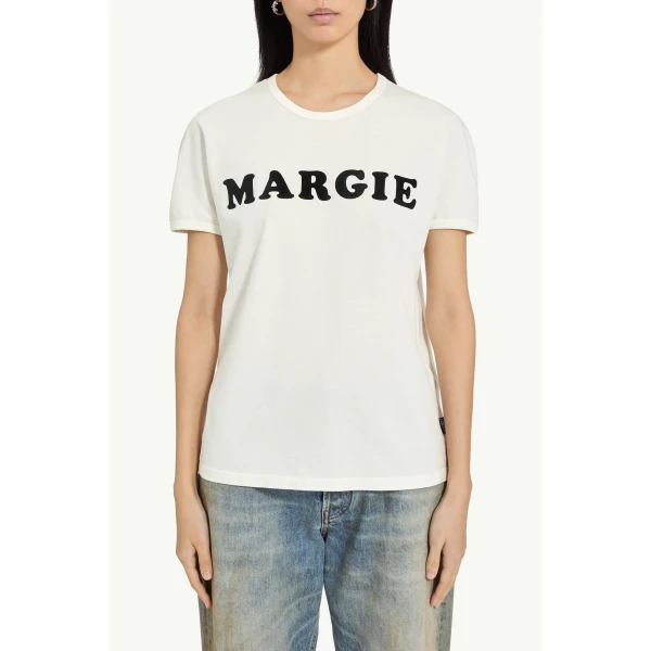 MM6 Maison Margiela Vintage Jersey T-Shirt in White, view 5 | T-shirts | Luxury Shoes 