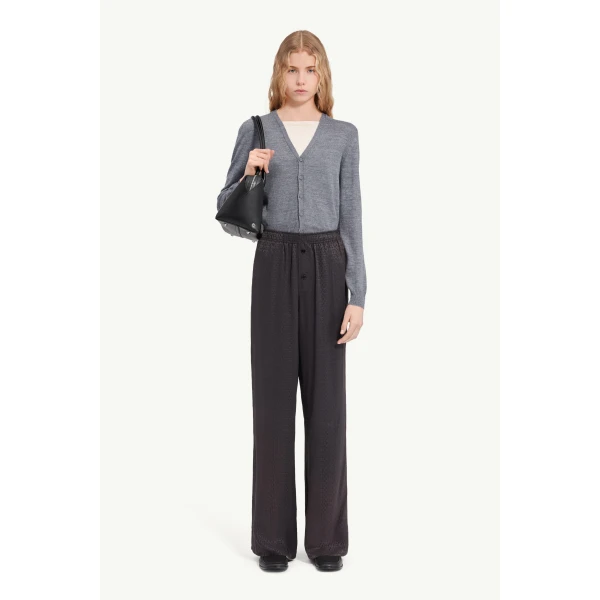 MM6 Maison Margiela Viscose Blend Jacquard Trousers in Black, view 2 | Tailored pants | Luxury Shoes 