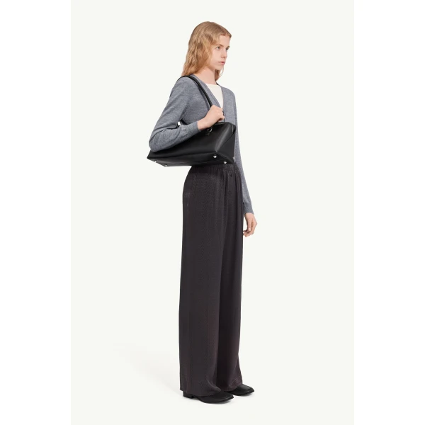 MM6 Maison Margiela Viscose Blend Jacquard Trousers in Black, view 3 | Tailored pants | Luxury Shoes 