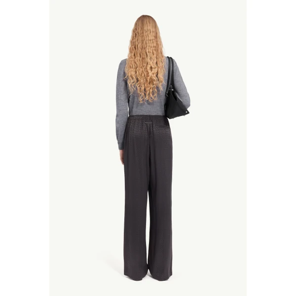 MM6 Maison Margiela Viscose Blend Jacquard Trousers in Black, view 4 | Tailored pants | Luxury Shoes 