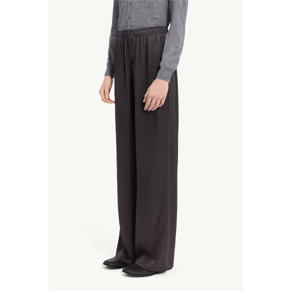 MM6 Maison Margiela Viscose Blend Jacquard Trousers in Black, view 5 | Tailored pants | Luxury Shoes 