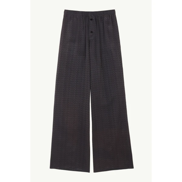 MM6 Maison Margiela Viscose Blend Jacquard Trousers in Black, view 6 | Tailored pants | Luxury Shoes 