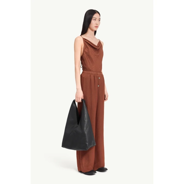 MM6 Maison Margiela Viscose Blend Jacquard Trousers in Light Brown, view 3 | Tailored pants | Luxury Shoes 