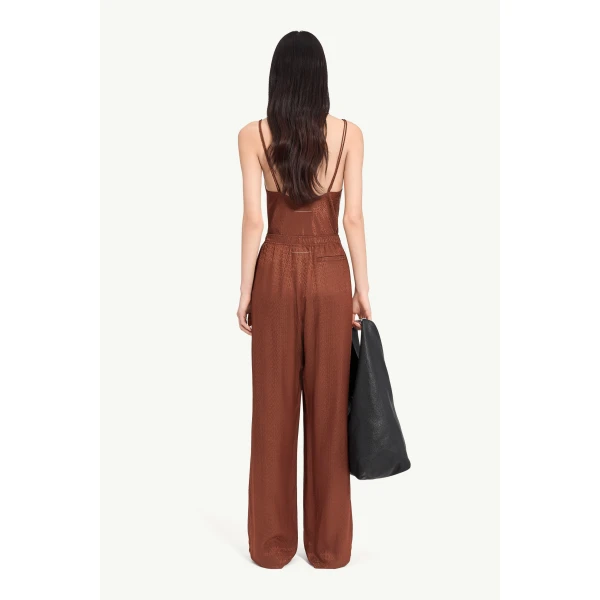 MM6 Maison Margiela Viscose Blend Jacquard Trousers in Light Brown, view 4 | Tailored pants | Luxury Shoes 