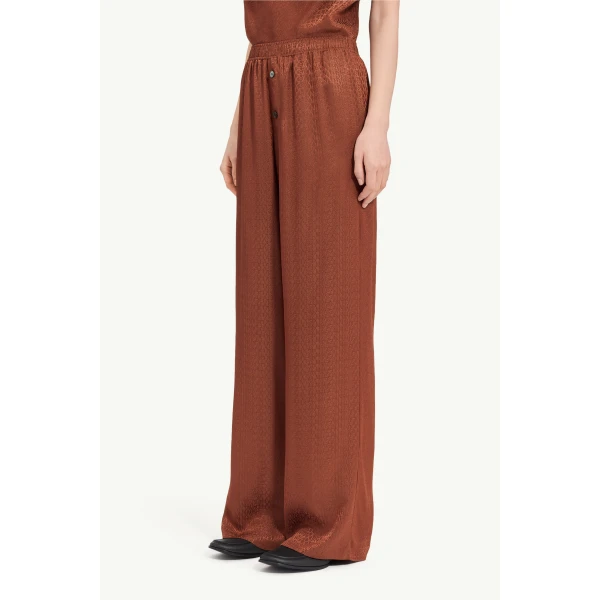 MM6 Maison Margiela Viscose Blend Jacquard Trousers in Light Brown, view 5 | Tailored pants | Luxury Shoes 