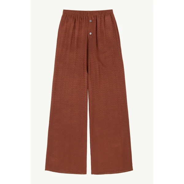 MM6 Maison Margiela Viscose Blend Jacquard Trousers in Light Brown, view 6 | Tailored pants | Luxury Shoes 