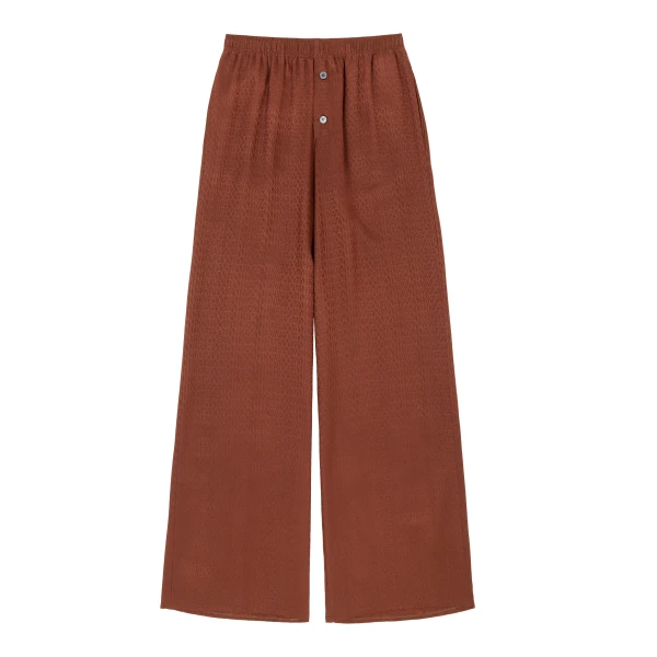 Viscose Blend Jacquard Trousers in Light Brown