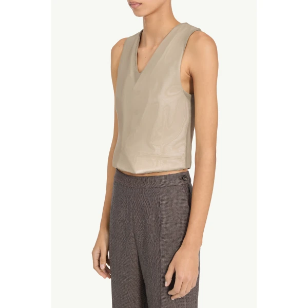MM6 Maison Margiela Waistcoat in Beige and White, view 5 | Vests | Luxury Shoes 