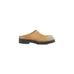 MM6 Maison Margiela Washed Suede Biker Mules in Almond | Mules | Luxury Shoes 
