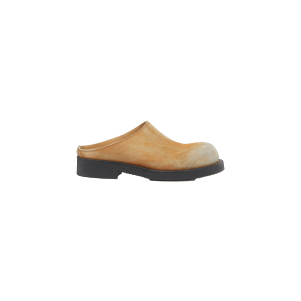 MM6 Maison Margiela Washed Suede Biker Mules in Almond | Mules | Luxury Shoes 