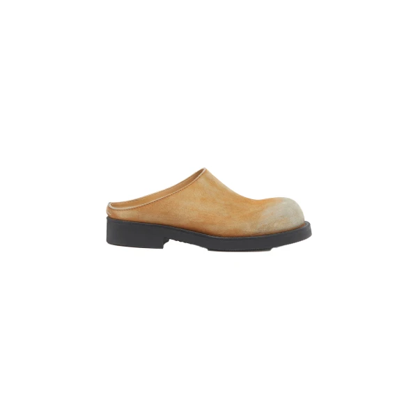 MM6 Maison Margiela Washed Suede Biker Mules in Almond | Mules | Luxury Shoes 