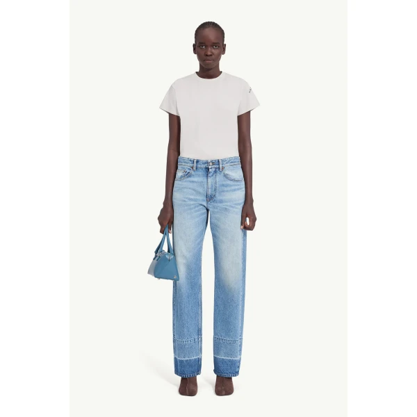 MM6 Maison Margiela White-Yoke Straight-Leg Jeans in Blue, view 2 | Denim | Luxury Shoes 