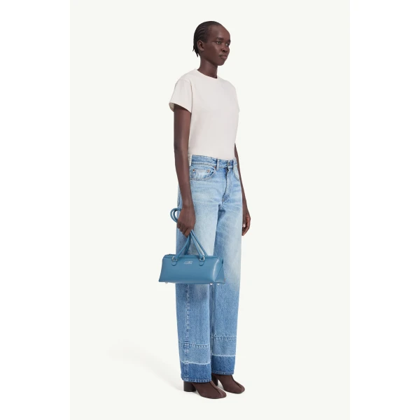 MM6 Maison Margiela White-Yoke Straight-Leg Jeans in Blue, view 3 | Denim | Luxury Shoes 