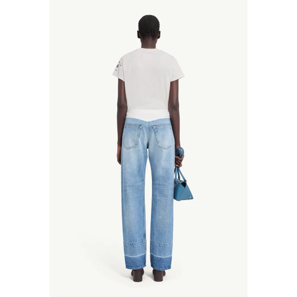 MM6 Maison Margiela White-Yoke Straight-Leg Jeans in Blue, view 4 | Denim | Luxury Shoes 