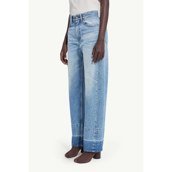 MM6 Maison Margiela White-Yoke Straight-Leg Jeans in Blue, view 5 | Denim | Luxury Shoes 