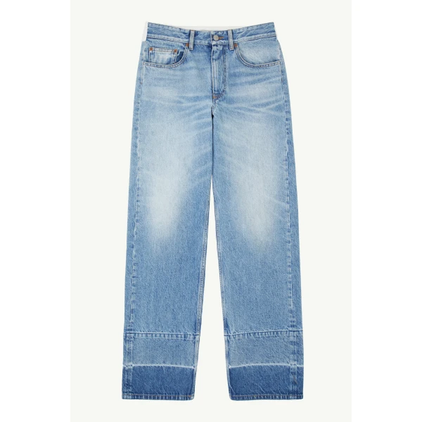 MM6 Maison Margiela White-Yoke Straight-Leg Jeans in Blue, view 6 | Denim | Luxury Shoes 