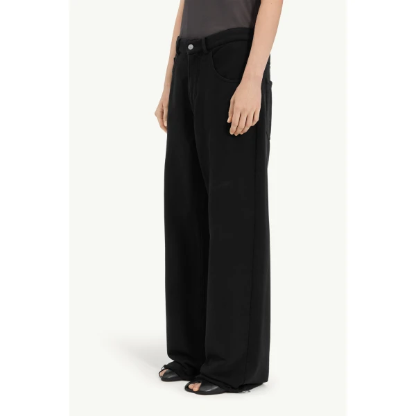 MM6 Maison Margiela Wide-Leg Cotton Trousers in Black, view 5 | Wide leg pants | Luxury Shoes 