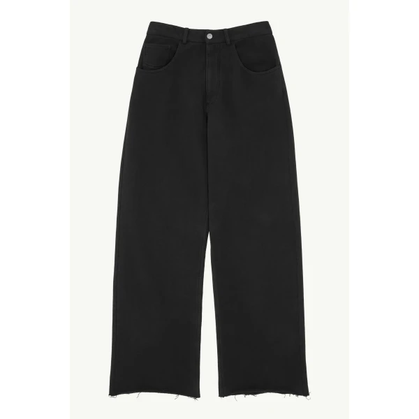 MM6 Maison Margiela Wide-Leg Cotton Trousers in Black, view 6 | Wide leg pants | Luxury Shoes 