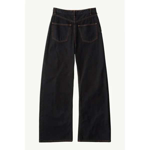MM6 Maison Margiela Wide-Leg Denim Jeans in Black, view 6 | Denim | Luxury Shoes 